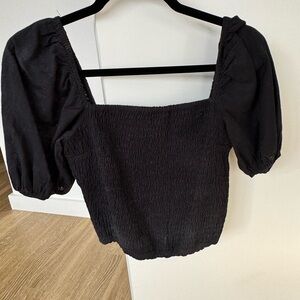 Abercrombie Scrunchie Black Top with Puff Sleeves